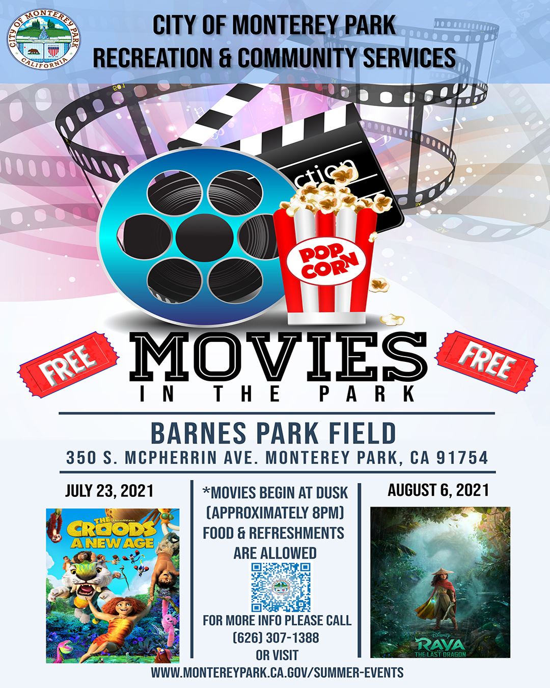 Movie Nights July and August 2021 Flyer