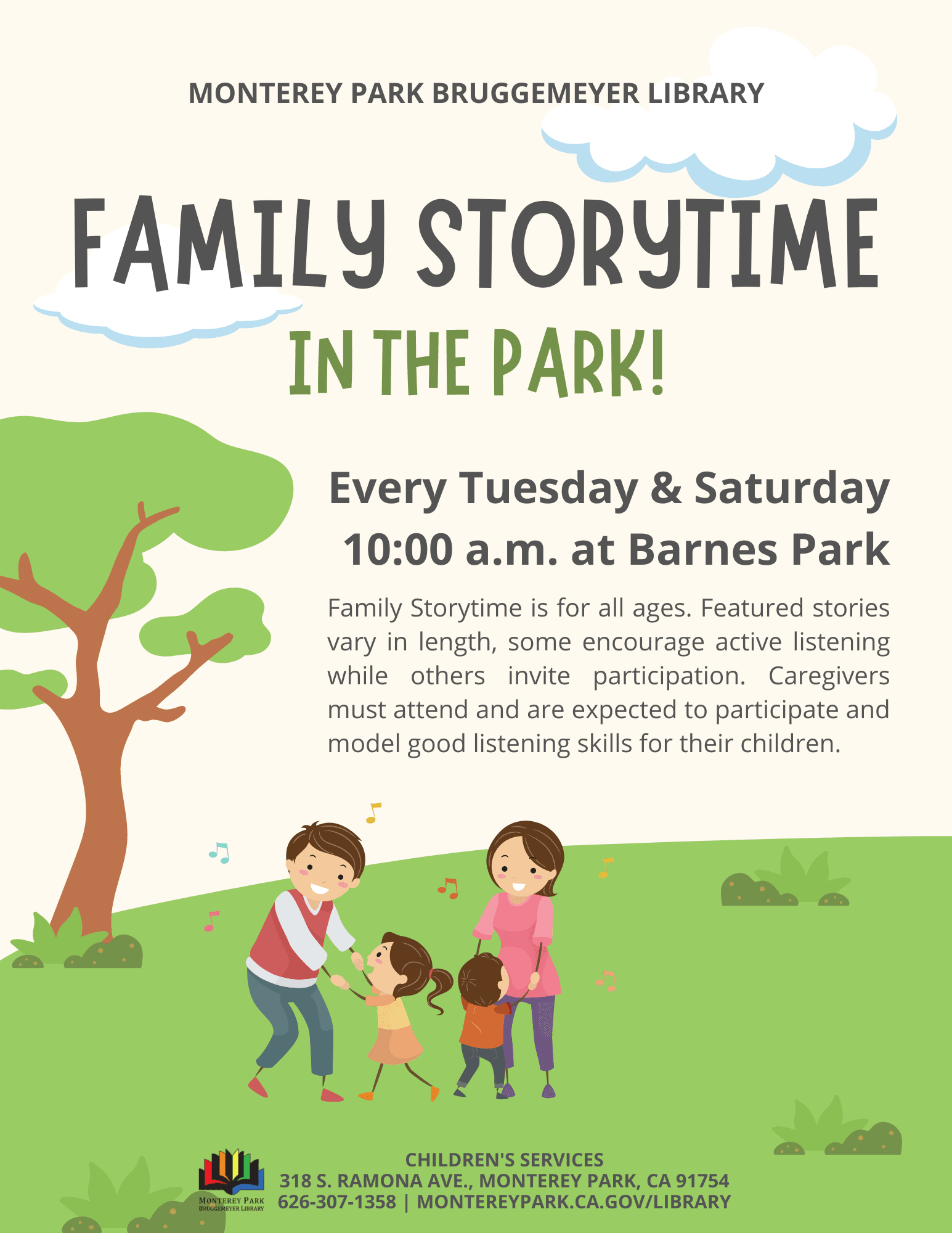 Outdoor Family Storytime Flyer