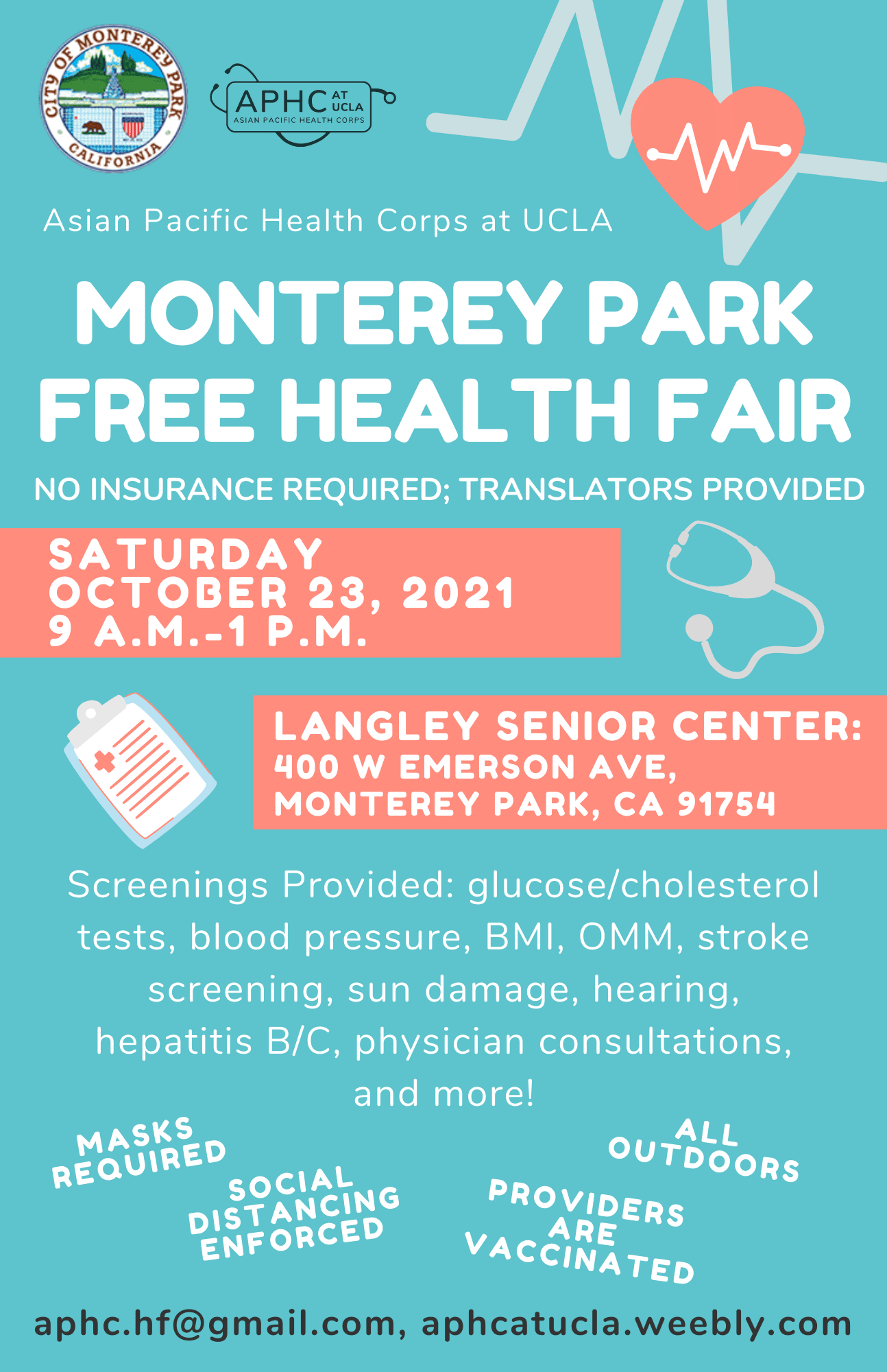 Health Fair by Asian Pacific Health Corps at UCLA 10-23-21, flyer 