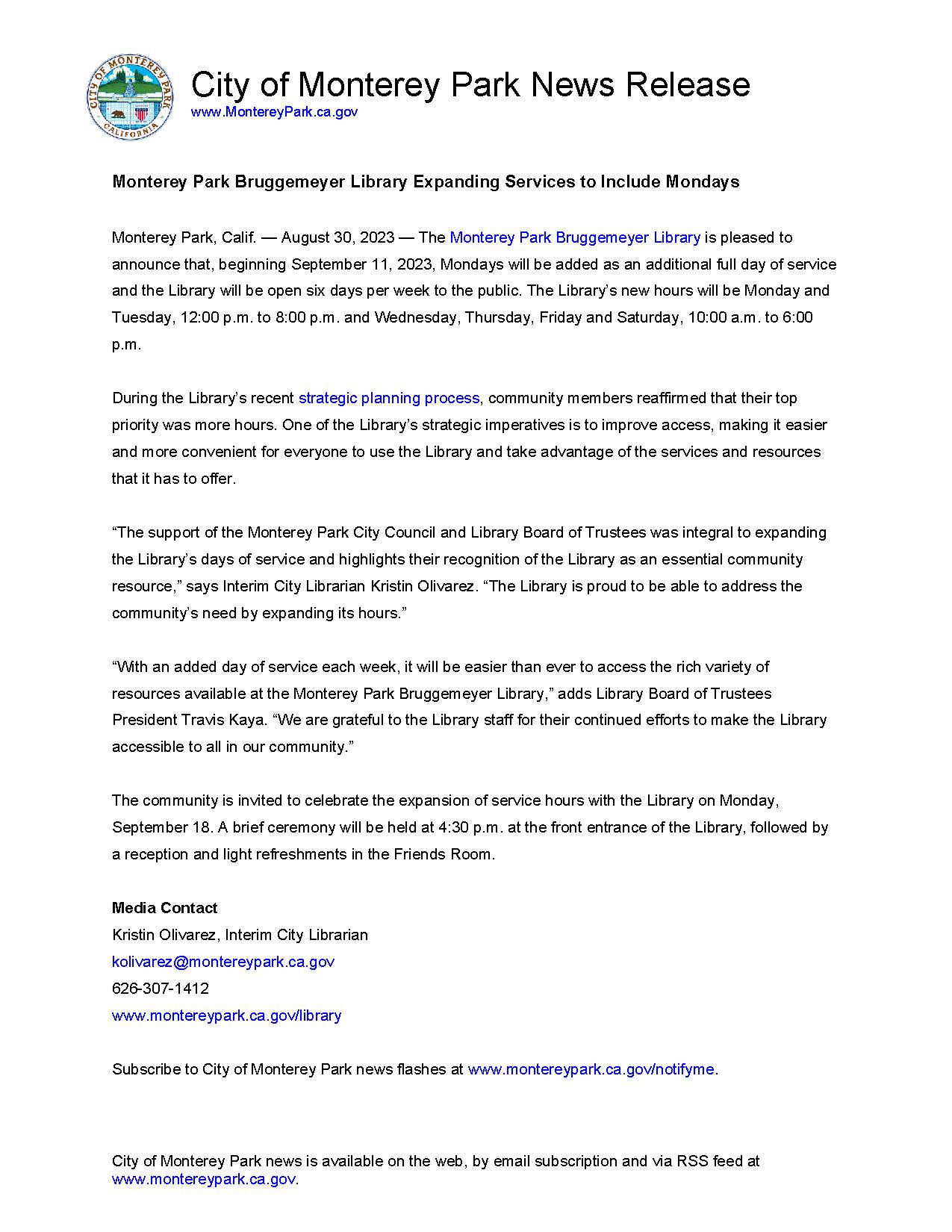 Monterey Park news release text document