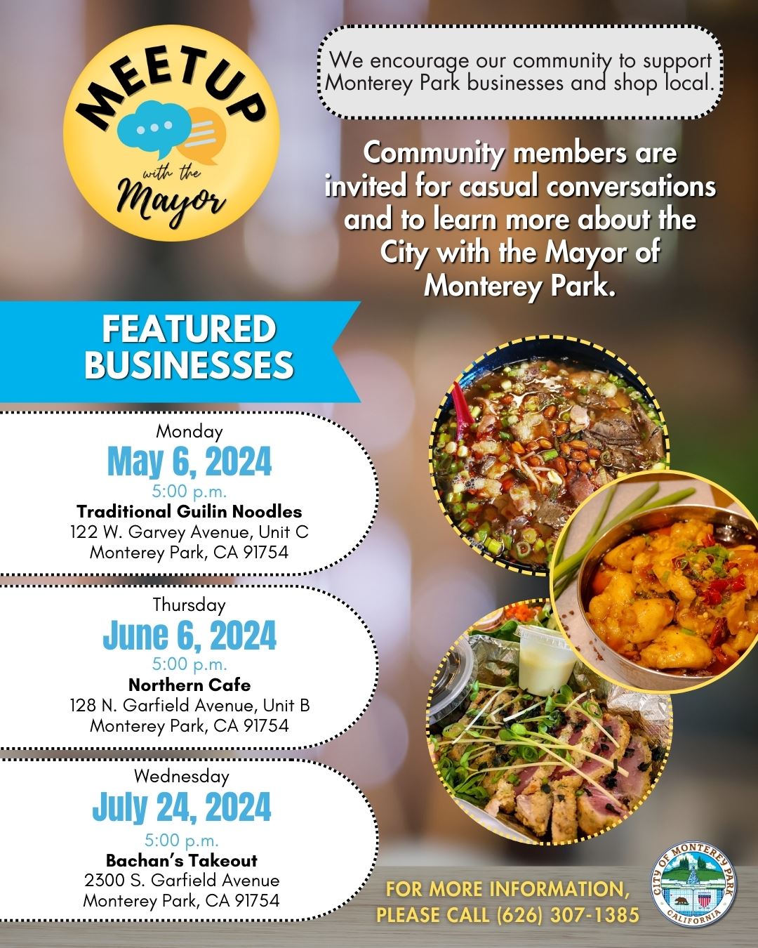 Meetup with the Mayor Flyer - May, June, July 2024