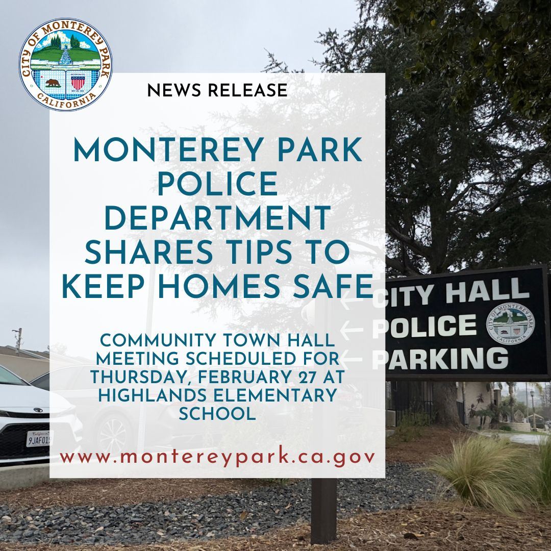 Graphic stating MPPD crime prevention tips and 2-27-25 town hall meeting
