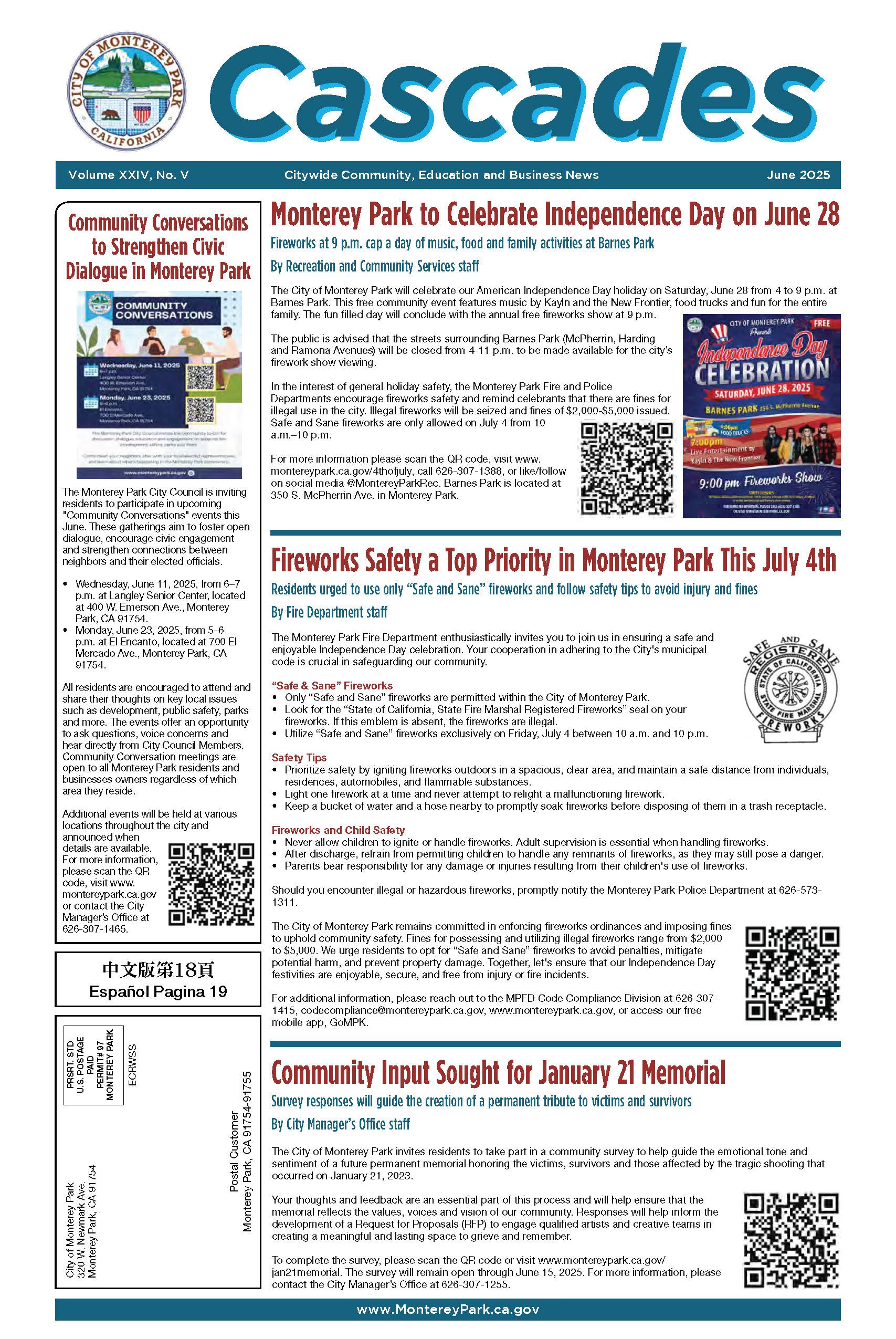 Cascades Newspaper front page image with articles and graphics.