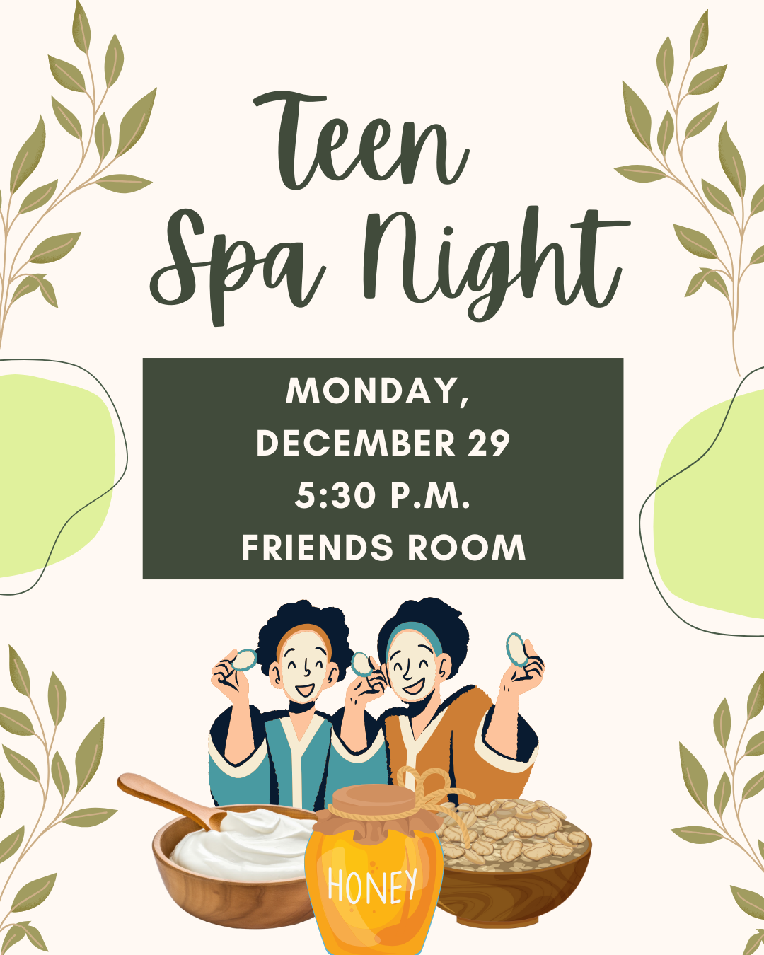 Teen Spa Night Program Announcement 