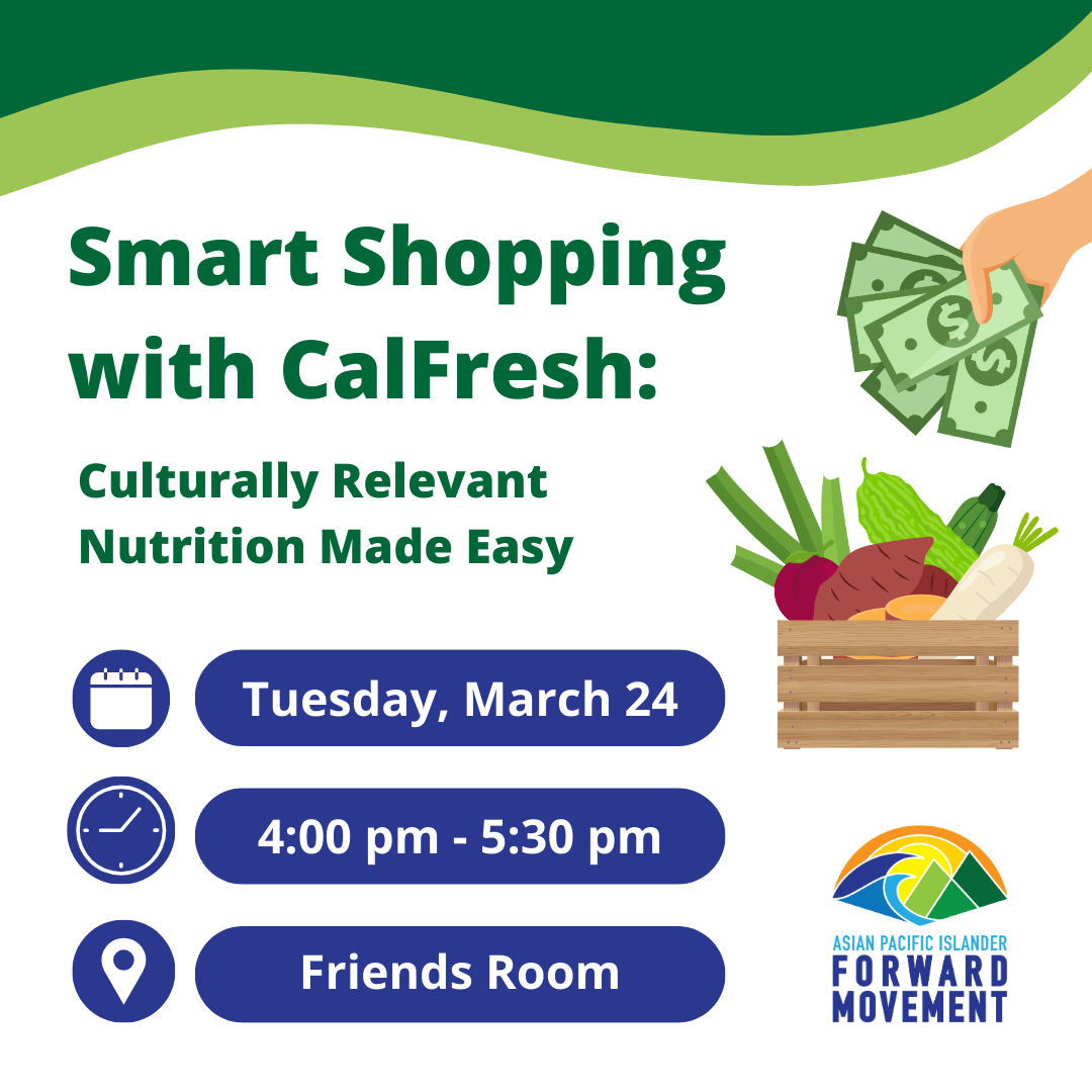 Graphic with event details such as date, time, location and a graphic of various vegetables at top