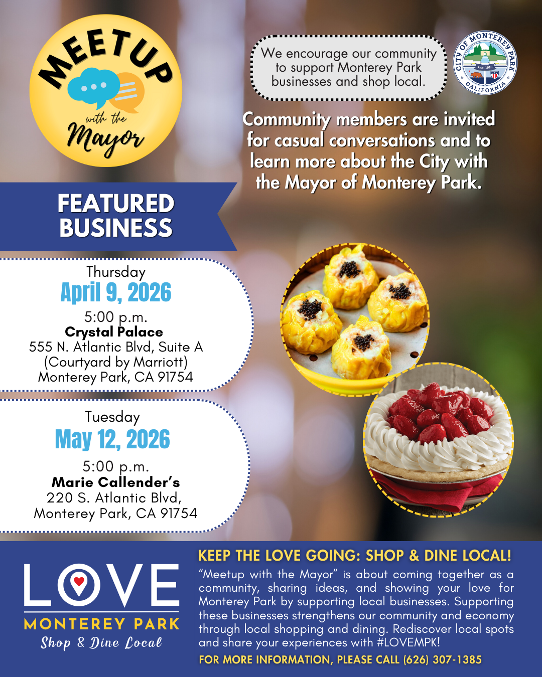 Meetup with the Mayor (April 9 and May 12)