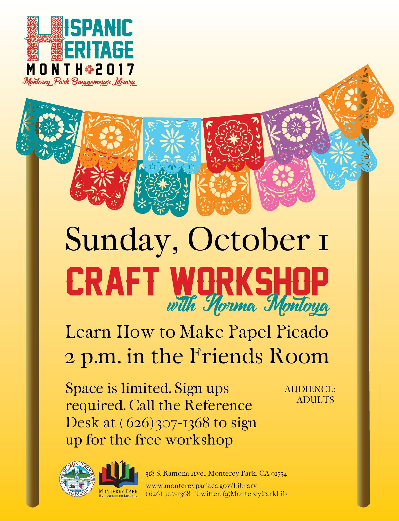 Library Hispanic Heritage Month event-Papel Picado workshop.