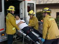 Firefighters and ambulance