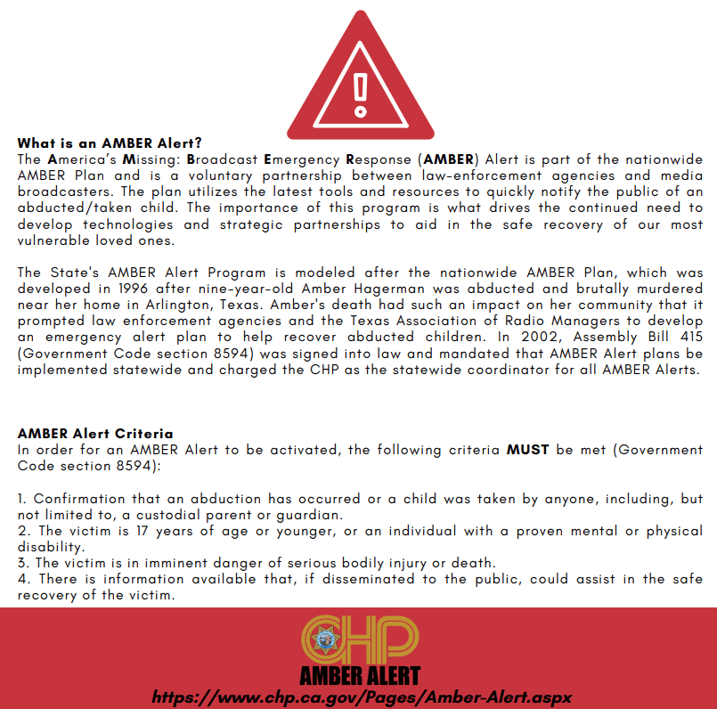 Amber Alert Information