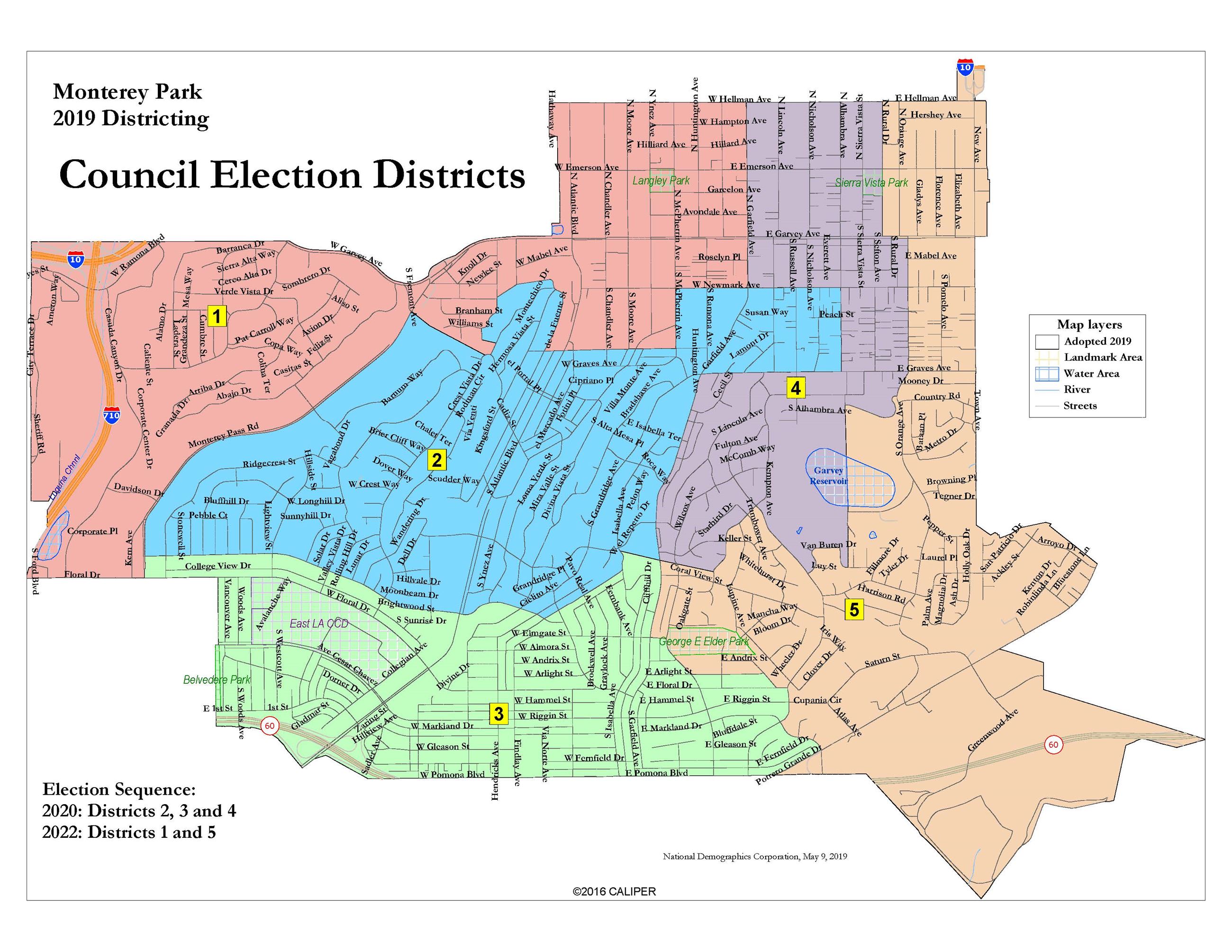 Monterey Park 2019 Adopted Districts Map Opens in new window